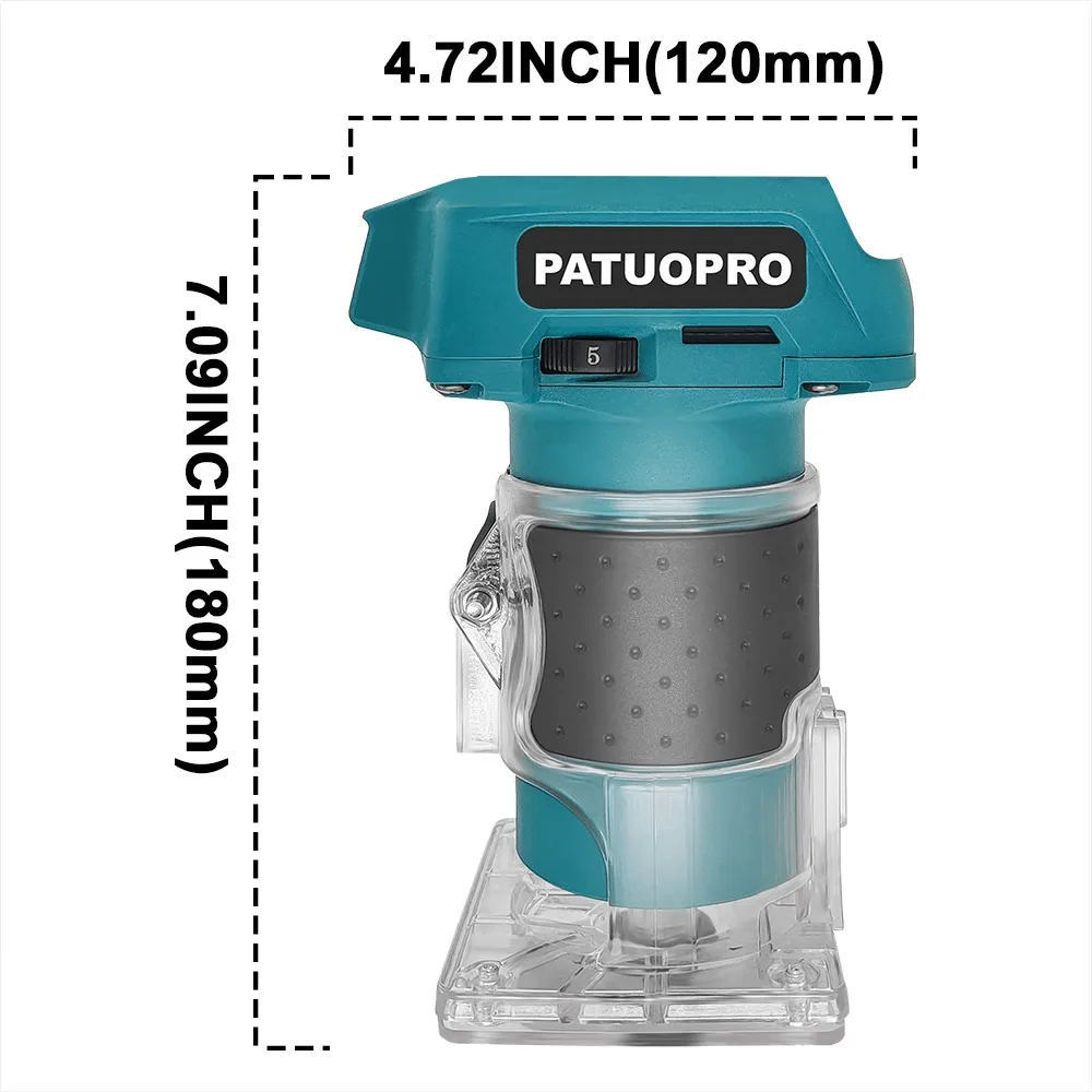 PATUOPRO 브러시리스 전기 트리머 무선 조각 기계 Makita 18V 배터리 용 5 속도 목공 트리밍 전동 공구