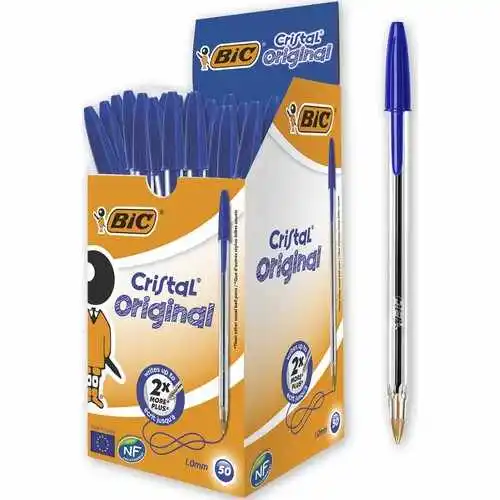 

Bic Cristal Medium Ballpoint Pen Blue, Red, and Black 50 PCs Box Stationery School Supplies Office