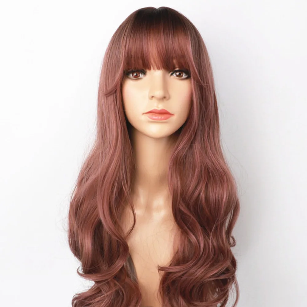 Synthetische pruik 2023 populaire nieuwe internet beroemdheid pruik dames lucht pony grote golven lang gekruld haar_voghion.com