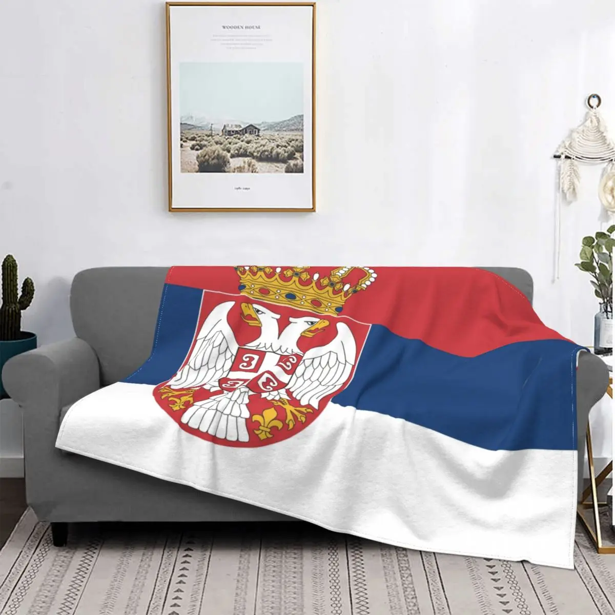 Флаг сербии покрывало в этническом стиле супермягкое теплое для дивана кровати