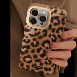 Halloween Brown Leopard Print Faux Leather Phone Case - iPhone 15 Plus (2)