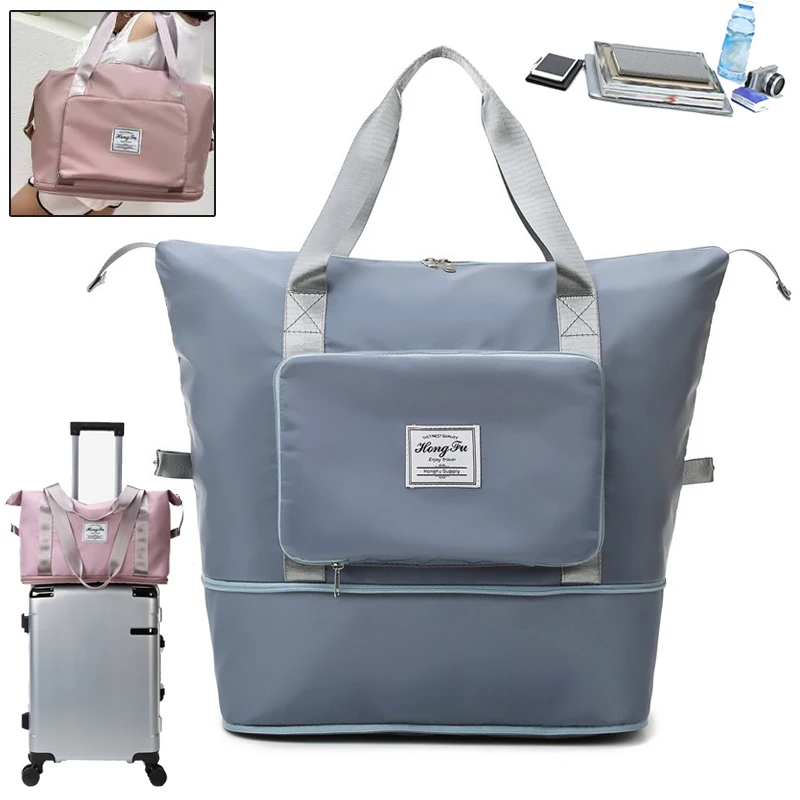 Foldable Large Capacity Storage Bag for Women Waterproof Duffel Outdoor Travel Bag Handbag Shoulder Yoga Sport Bags