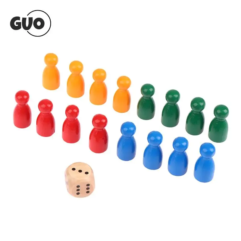 16Pcs Children Humanoid Wooden Puzzle Game Board Game Chess Pieces