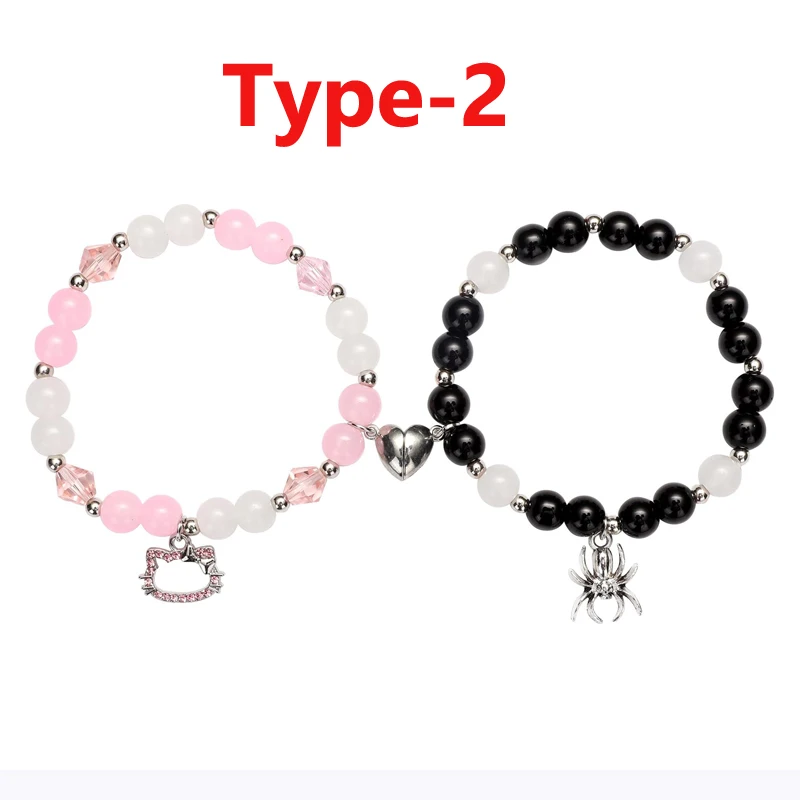 NyxSeat 2 bracciali con ragno con 1 custodia nera per coppia, braccialetti magnetici, braccialetti per ragnatela, braccialetti magnetici, braccialetti per ragnatela, braccialetti di perle, Pelle