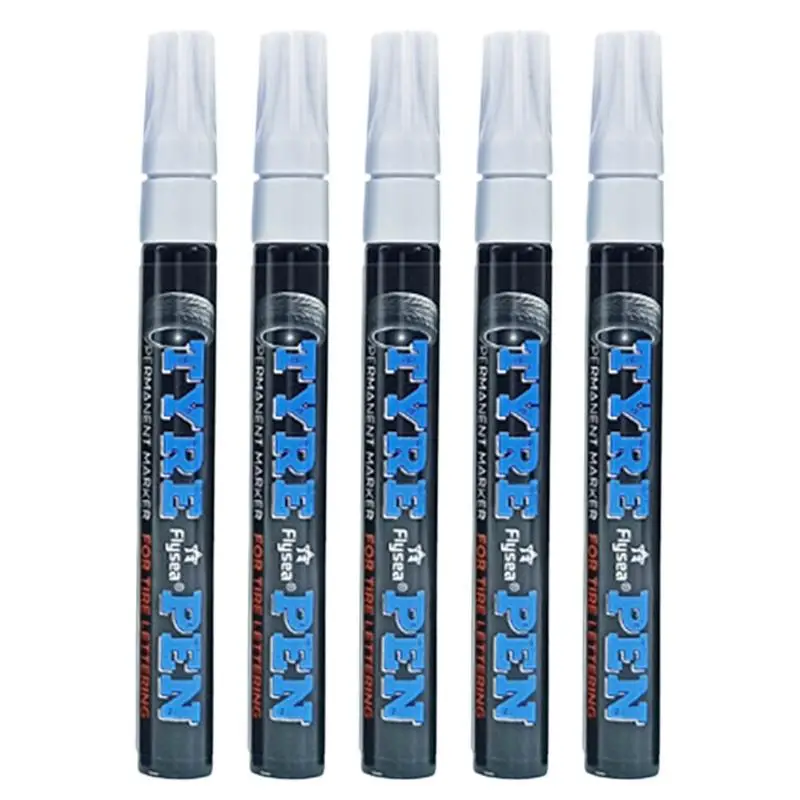 

Tyre Marker For Vehicles 5 Pack Acrylic White Permanent Marker Water Based Ink White Paint Pens For Tire Glass Black Paper