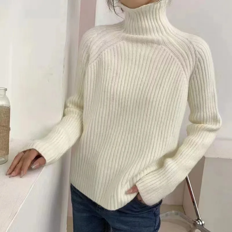 

Warm sweater women's autumn and winter new Korean version of pit strip bottoming pullover sweater top