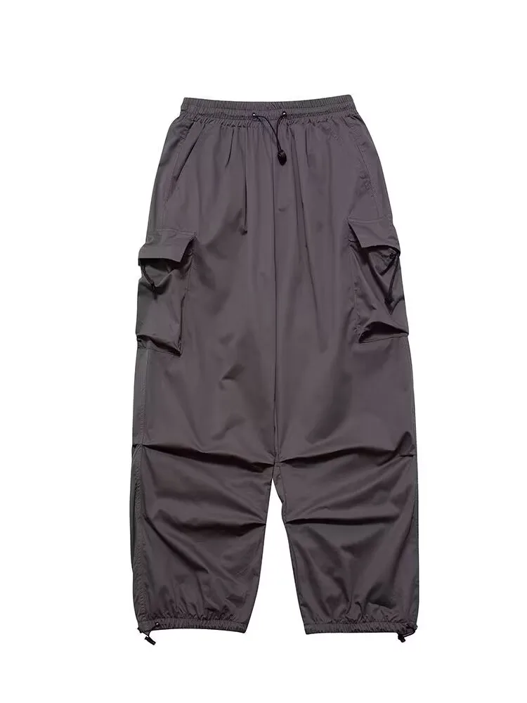 Summer Parachute Black Pants Women Hippie Streetwear Oversize Pockets Cargo Trousers Harajuku Wide Leg Baggy Sweatpants Women