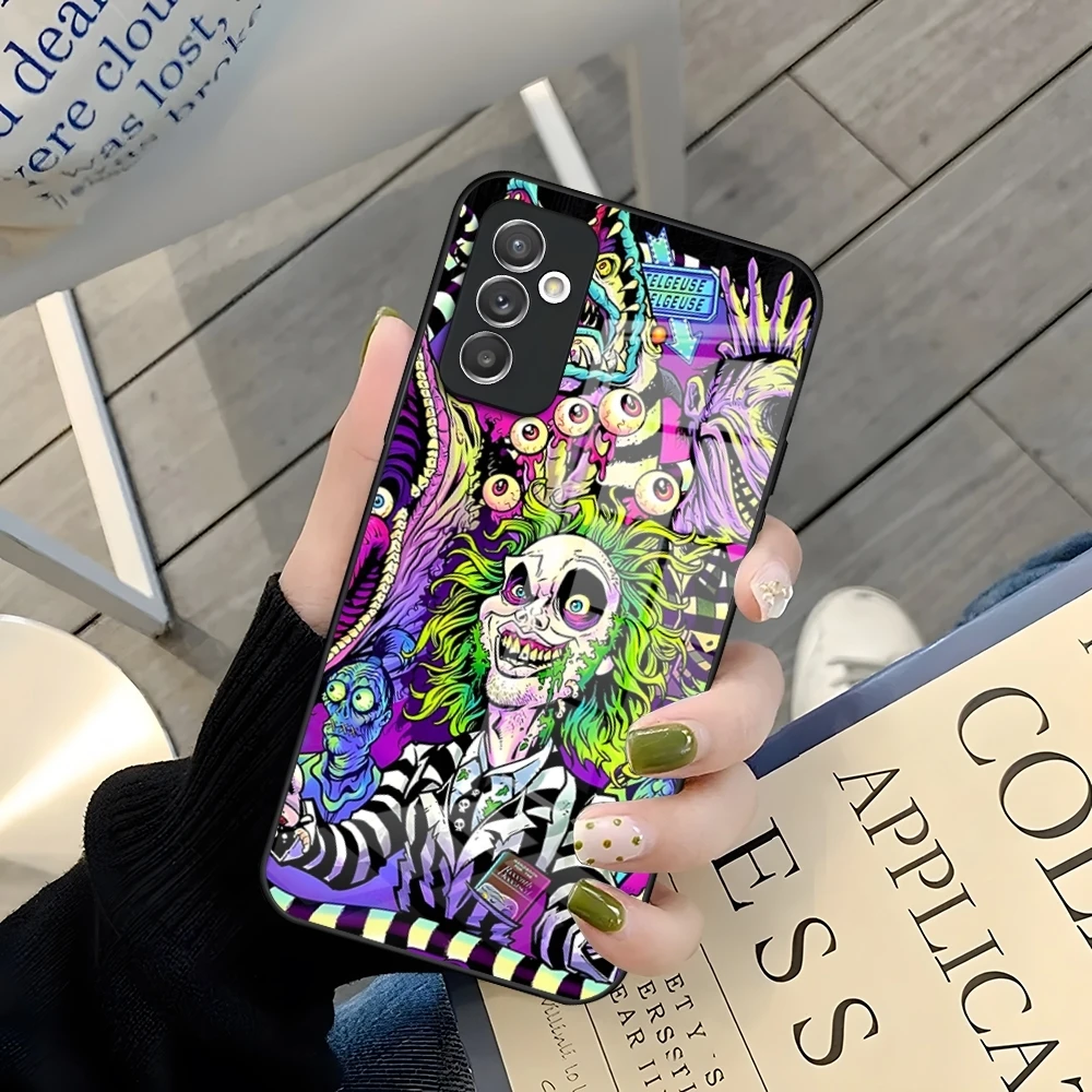 thumbnail image 1 of Funda de teléfono B-Beetlejuice Handbook-es para Samsung A52 A71 A21 A54 Galaxy A34 A14 A32 M14 S24 S23 S22 S21 S20 FE, cubierta de vidrio, 1 of 4