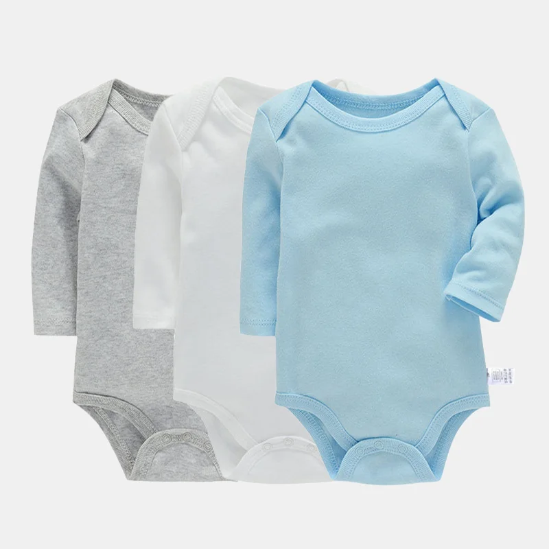 3Pieces/lot Bodysuit For Newborns Cotton Long Sleeve Infant Baby Girls Boys Jumpsuit Soft Solid Baby's Rompers 3-24Month