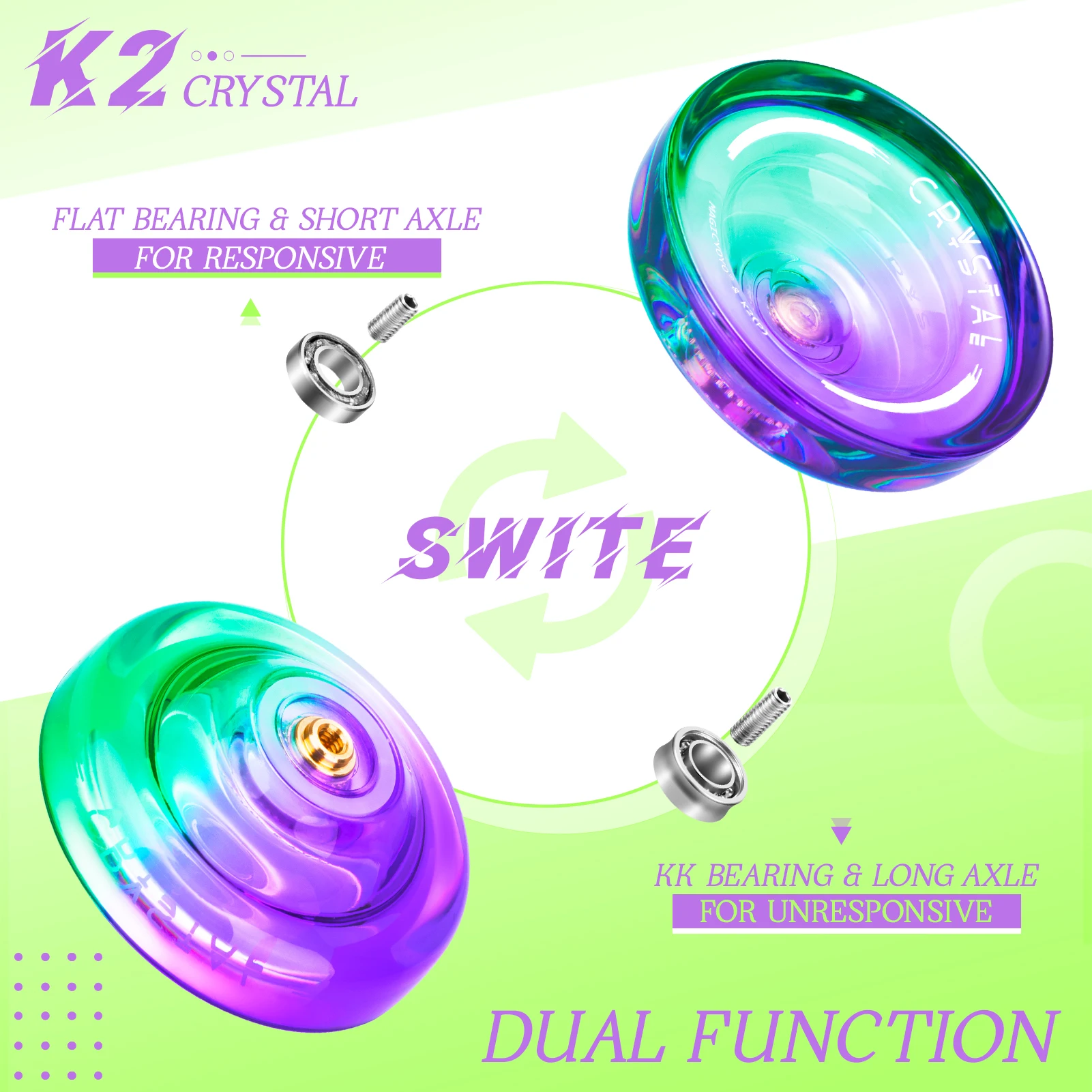 MAGICYOYO Responsive Yoyo K2 Dual Purpose yoyo for Beginners and Advanced Players yoyo ball