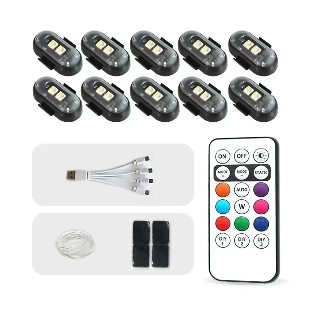 Strobe Light Car 8Color Remote Motorcycle Flash Led Anti-collision Warning Lamp Waterproof Wireless Remote Control For Car Bike
