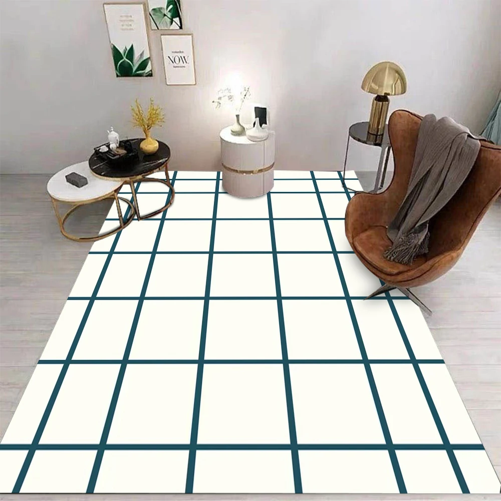 Large Living Room Carpet Plaid Rug for Bedroom Home Decoration Modern ...