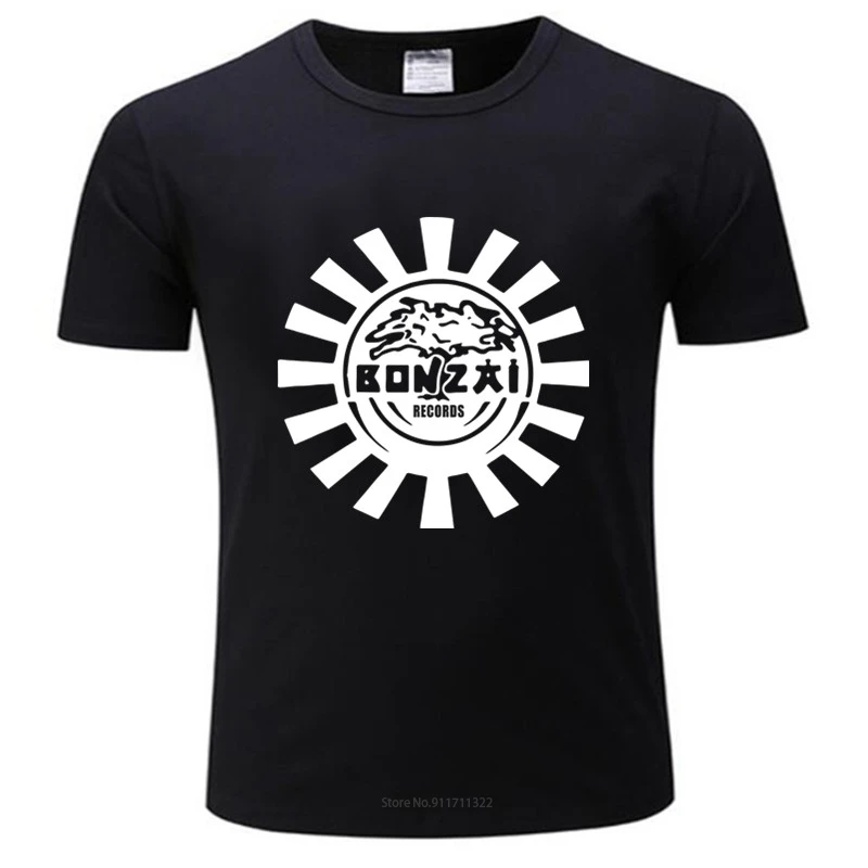 T-Shirt Uomo O-Collo Vendita Calda Bonzai Record Belgio Techno Trance, Hard Trance Rave Music Hardcore Oldschool Nuovo Arrivo Tee-Shirt