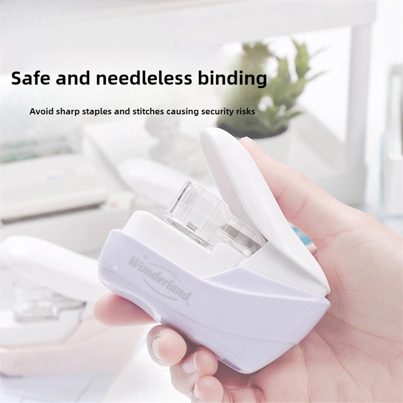 손톱 없음 스테이플러 미니 귀여운 책 바인더 스테이플 프리 종이 패스너 휴대용 친환경 사무 도구 어린이 안전 공예 스테이플러
