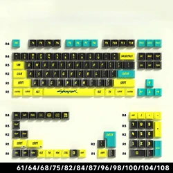 Cyberpunk Cherry Profile Side Engraved Translucent Keycap Set - 129 PBT Custom Keycaps Gift Edition (A)