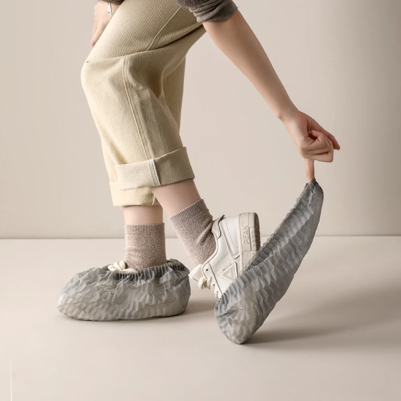 Disposable Indoor Shoe Covers Non-Woven Fabric Thickened Wear-Resistant Dustproof Anti-Slip 60PCS