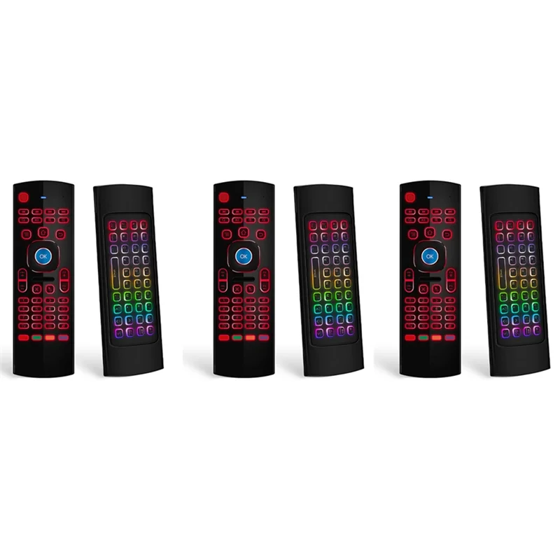 

3X Air Mouse for Android Tv Box, Mini Wireless Keyboard Air Remote Mouse Control with RGB Backlit MX3 Pro IR Learning