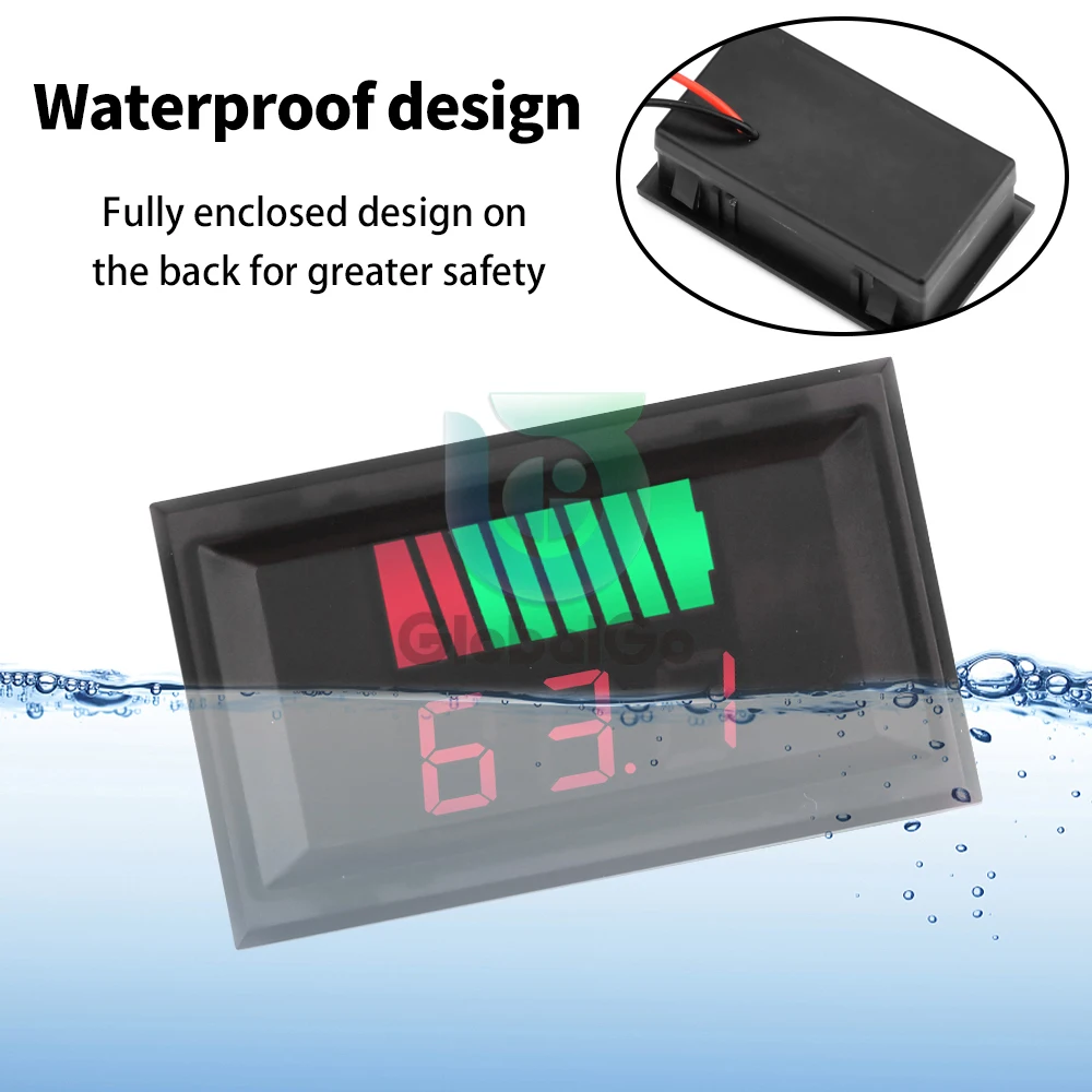 

Waterproof Car Battery Charge Level Indicator 2S-20S DC6-100V Lithium Battery Capacity Meter Tester Display LED Tester Voltmeter