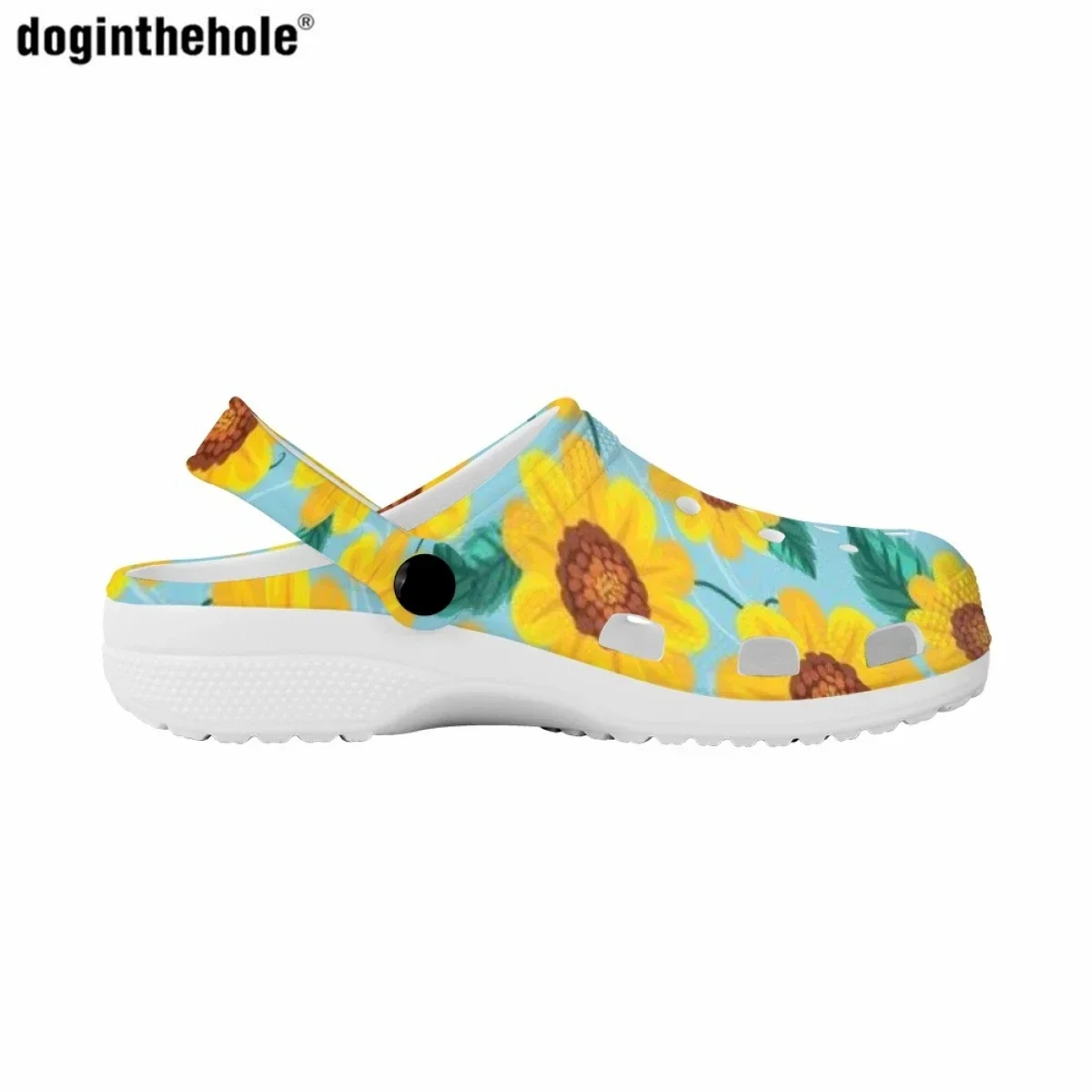 Fashion Trend Sunflower Design Women Hole Shoes Summer Light Breathable Outdoor Beach Sandals Home Non-slip Slipper