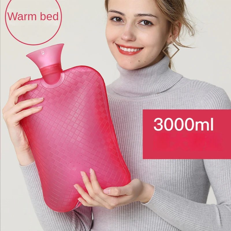 3L Botol Air Panas Kapasitas Besar Pemanas Air Injeksi Tempat Tidur Kaki Selimut Hangat Pvc Ketel Hangat Tempat Tidur Hangat Tas Air Panas 3000ML