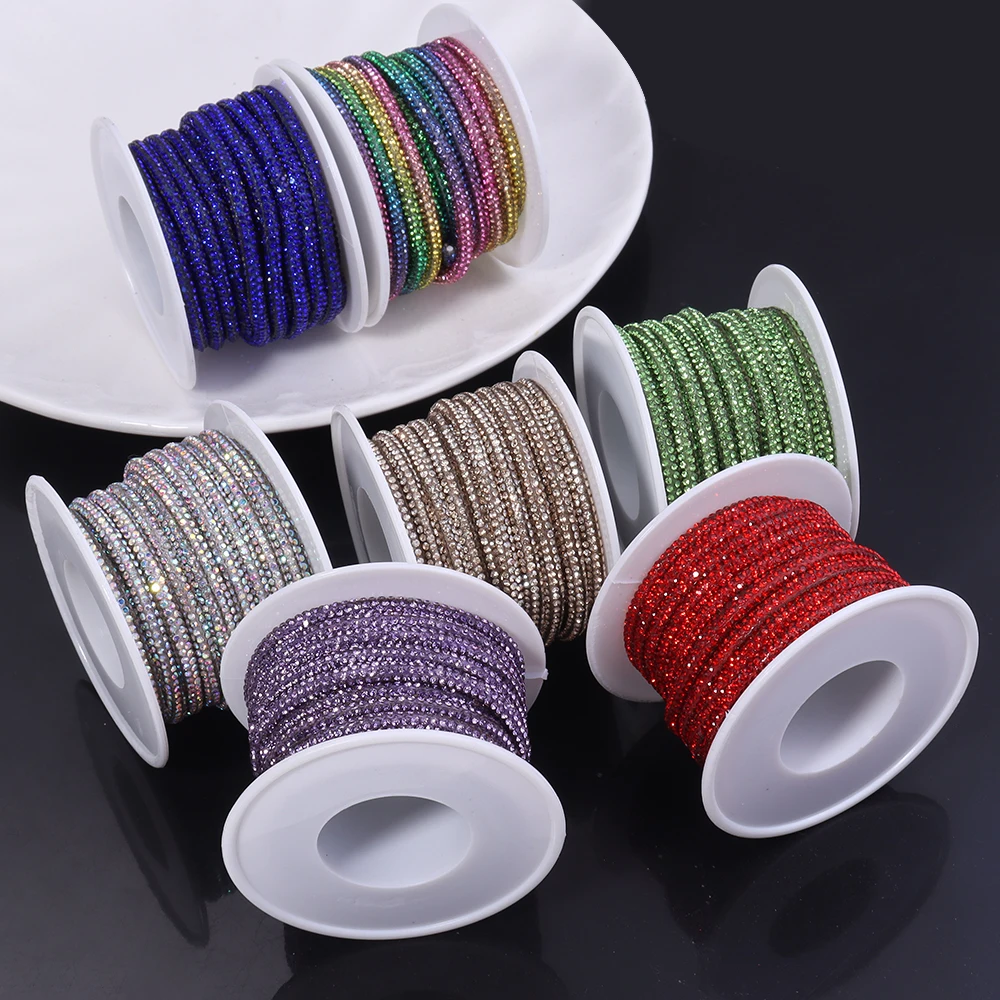 Colorful Rhinestone Chain - Crystal Dense Cup Banding for DIY Jewelry, Bows, and Headwear
