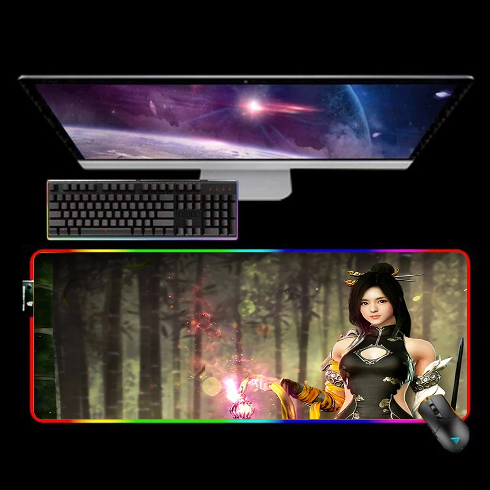 Mouse Pad RGB Computer Gaming Accessories Mousepad LED Backlit Mause