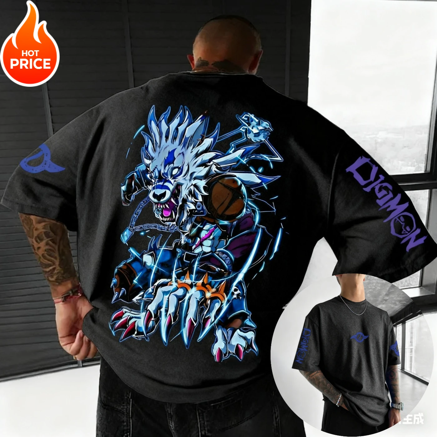 Digimon Anime Garurumon 2025 New Harajuku Men Vintage Summer T