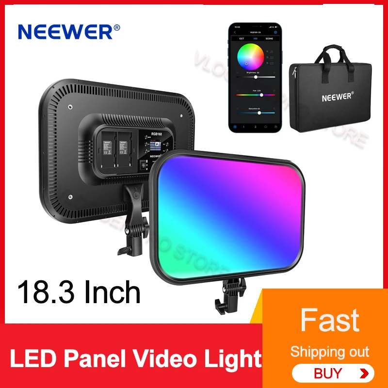 NEEWER RGB LED 패널 비디오 조명, 앱 제어, 2500K  8500K, CRI/TLCI 97 +, 유튜브 비디오용, RGB168, 18.3 인치