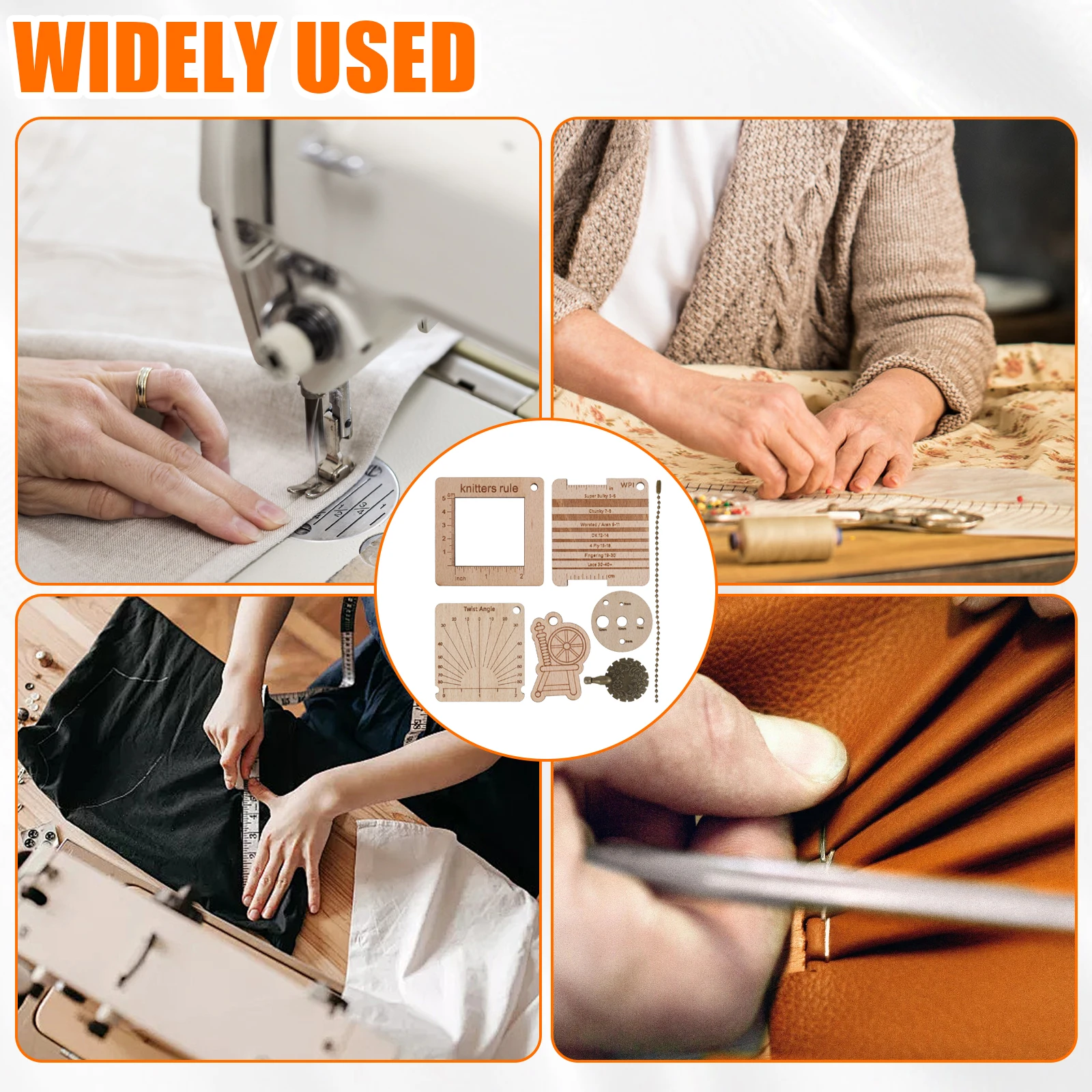 Wooden Knitting Gauge Ruler Knitting Calculator Density Ruler DIY Yarn Needle Distance Measurement Tool Sewing Supplies