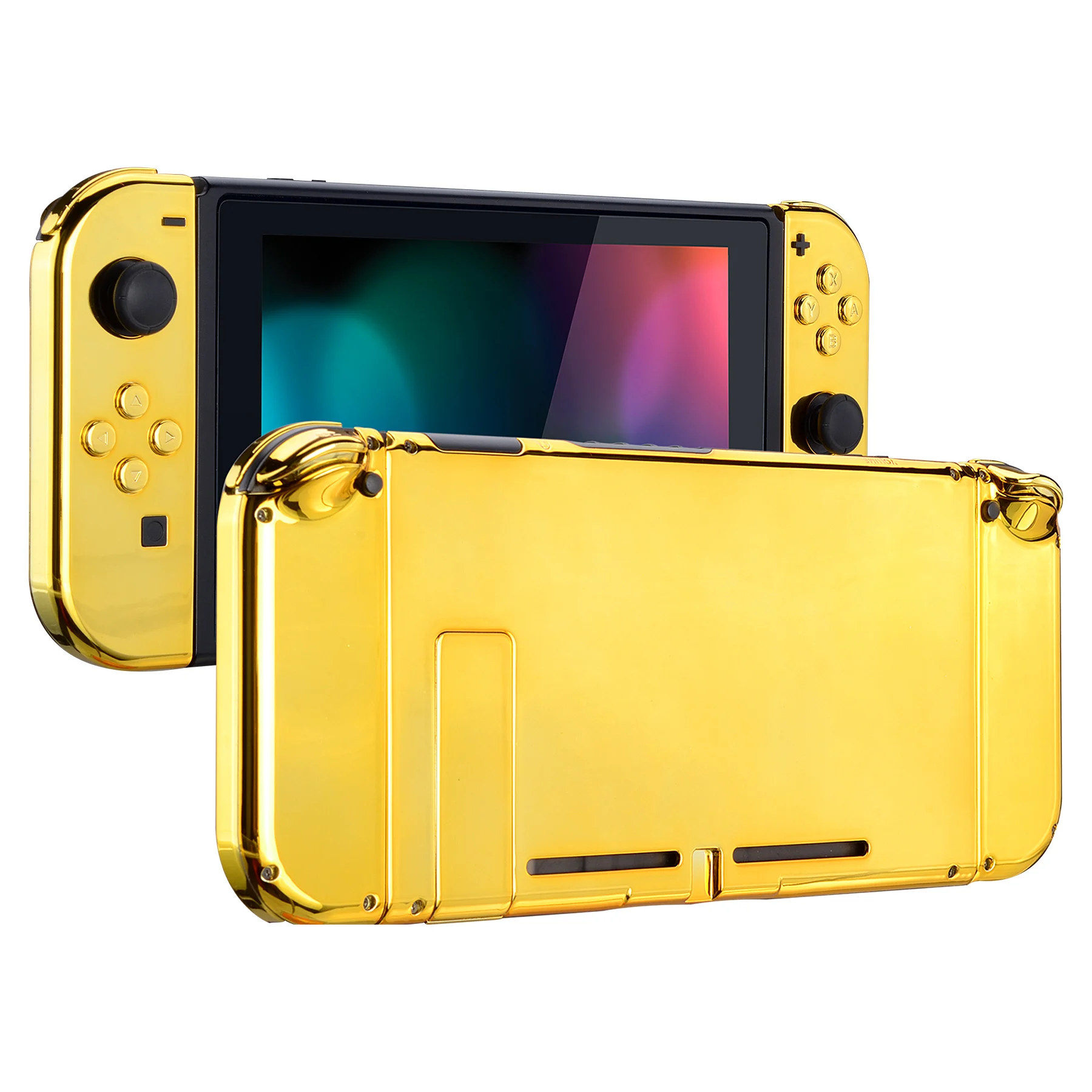 eXtremeRate Chrome Gold Back Plate Controller Housing Shell with Full Set  Buttons for Nintendo Switch Handheld Console - AliExpress