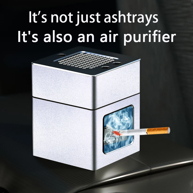 AP078 Smoke Gas Filter Ashtray Air Purifier Ashtray Ashes Collector Cigarettes Lighter USB Rechargeable Desktop Indoor