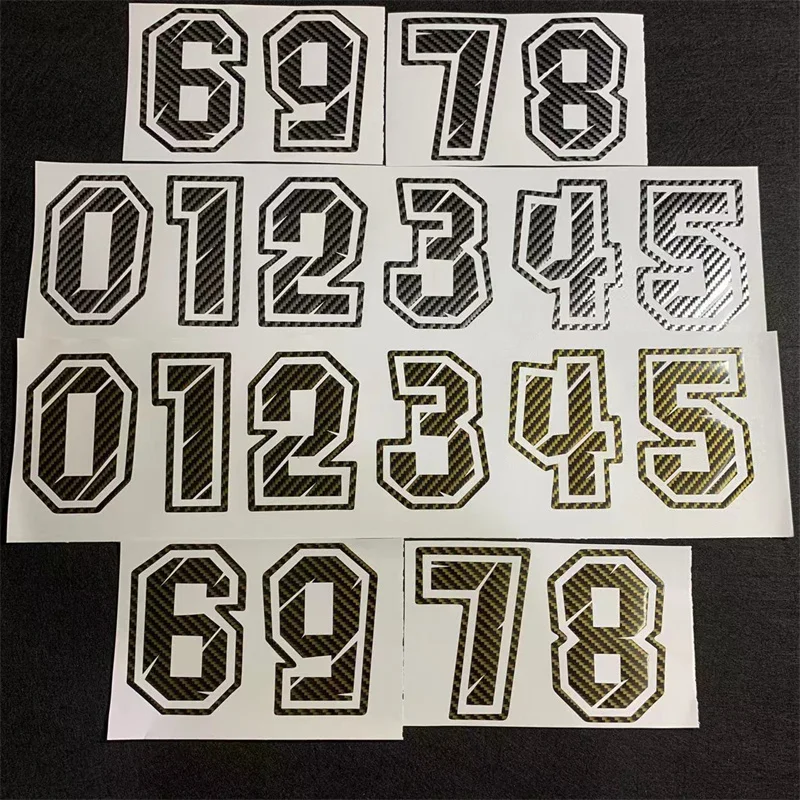 Racing Numbers Decorative Stickers 10CM Motorcycle Head Stickers DIY Carbon Fiber Vinyl Wrap Film Waterproof Sticker 0123456789