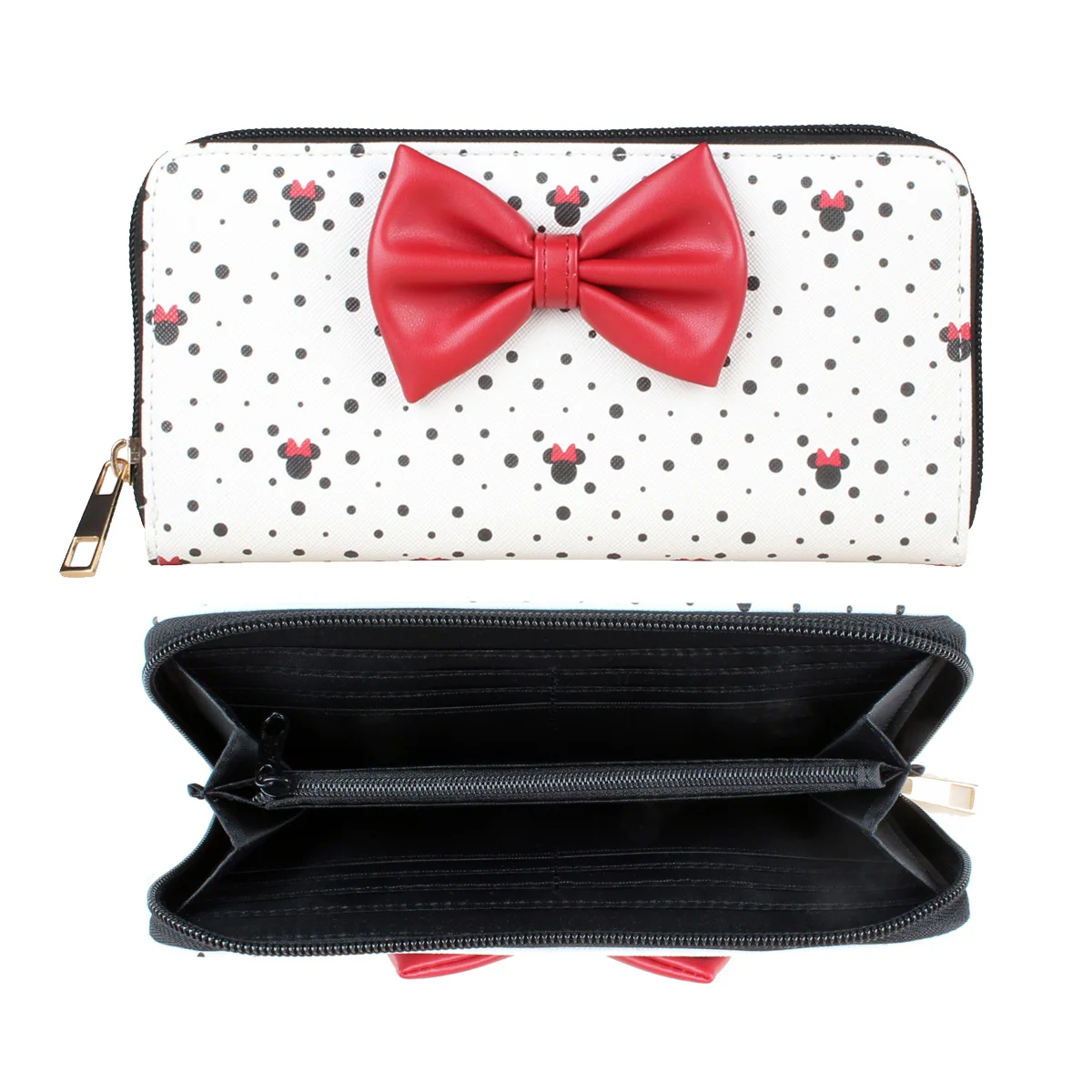 Cute bow zipper women's wallet, high-quality fashionable personalized card bag and coin purse