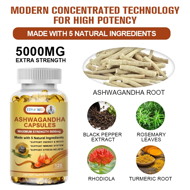 Ashwagandha Supplement Organic Vegan Ashwagandha Extract Capsule Anti-oxidation Lipid-lowering Decompression Improving Sleep Enhancing Immunity