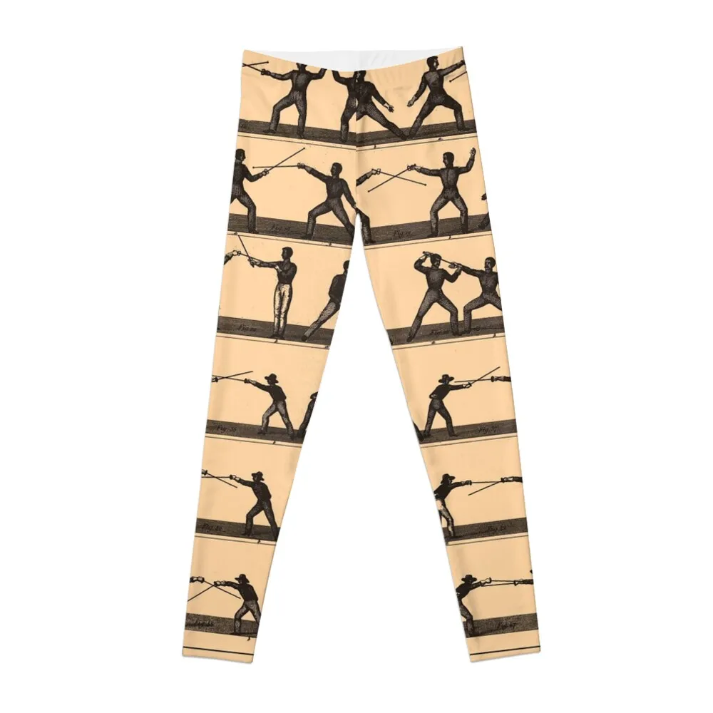 

Vintage Fencing Swordsmanship Diagram (1907) Leggings Female legging pants gym wear Womens Leggings