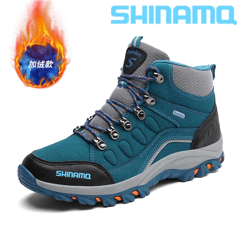 

2023 Autumn/Winter Men's Fishing Shoes Outdoor Velvet Warm Travel Shoes Hiking Off Road Anti Slip Mountaineering Shoes