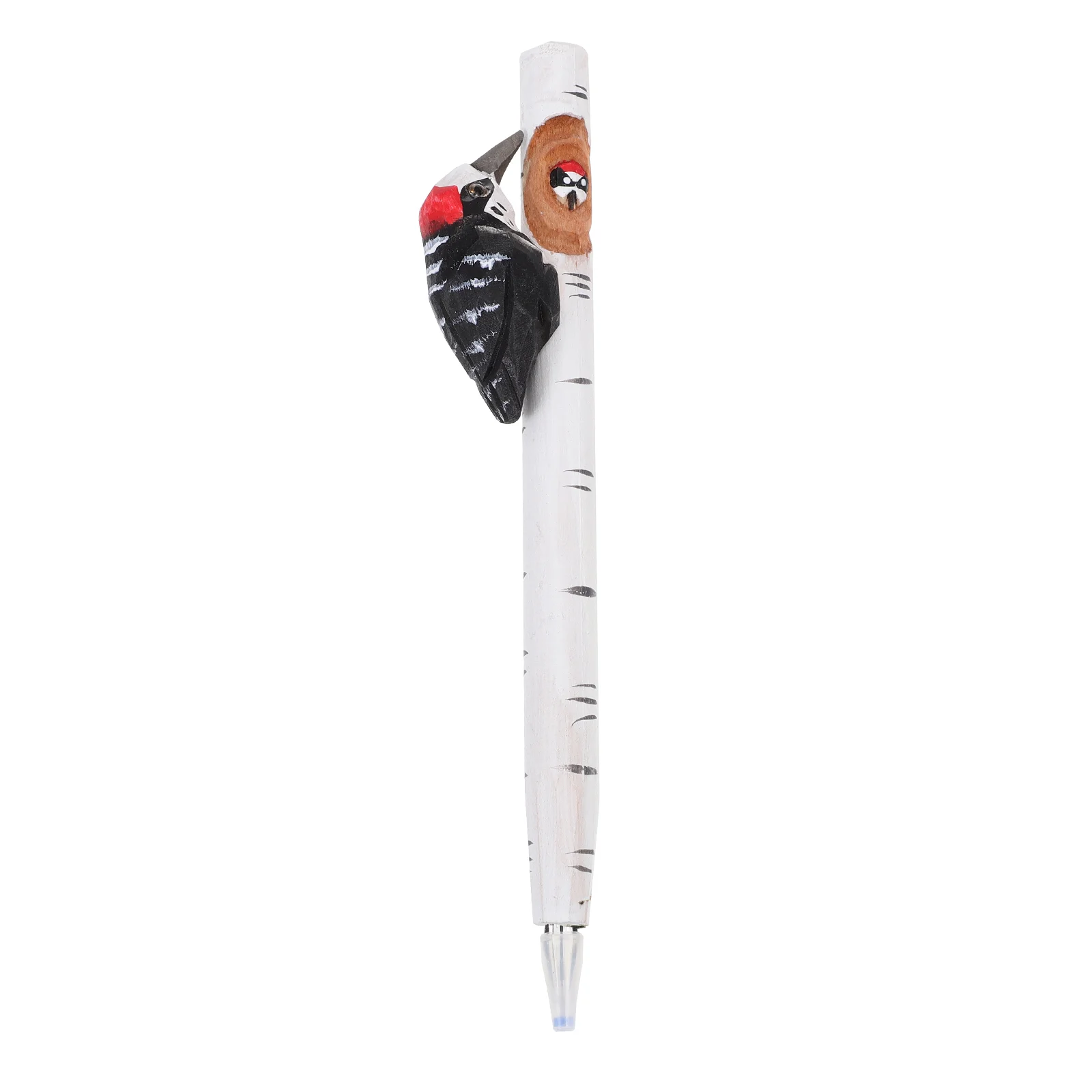 Woodpecker Black Ballpoint Pens Pens Animals Unique Black Gel Wooden Ball-Point Carving Student Come