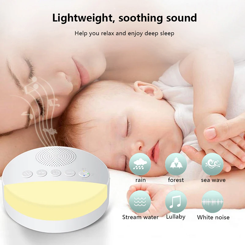 

Baby Adult White Noise Machine USB Rechargeable Timed Shutdown Sleep Machine Kids Sleep Noise Sound Player Night Light Timer