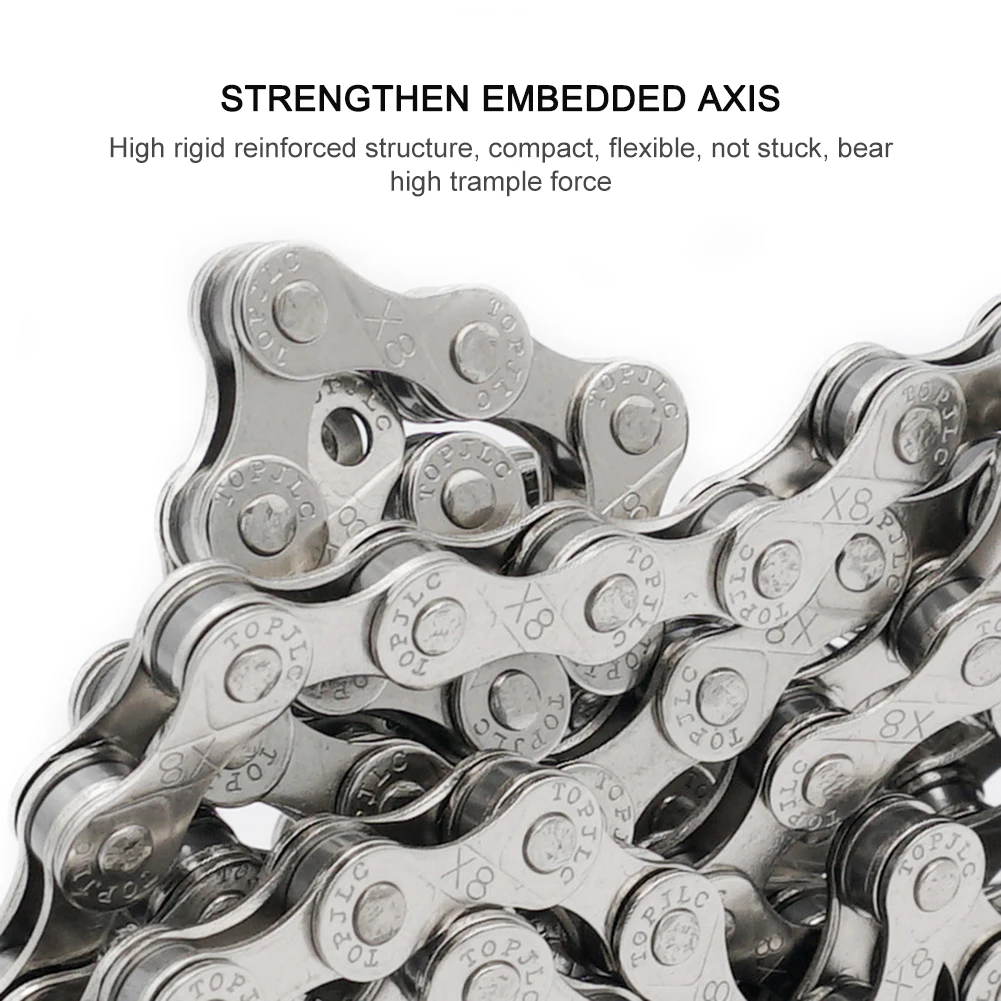 MTB Half Hollow Bicycle Chain Links Racing Chain 6 7 8 Speed Carbon Steel Bicycle 1/2 x 2/32 inch 116 Links Cycling