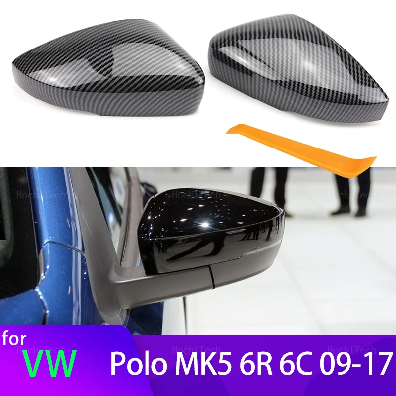 하이 퀄리티 전면 교체 탄소 섬유 외관, 밝은 블랙 미러 커버, 사이드 캡, 폭스바겐 VW 폴로 MK5 5 6R 6C 2009-201..