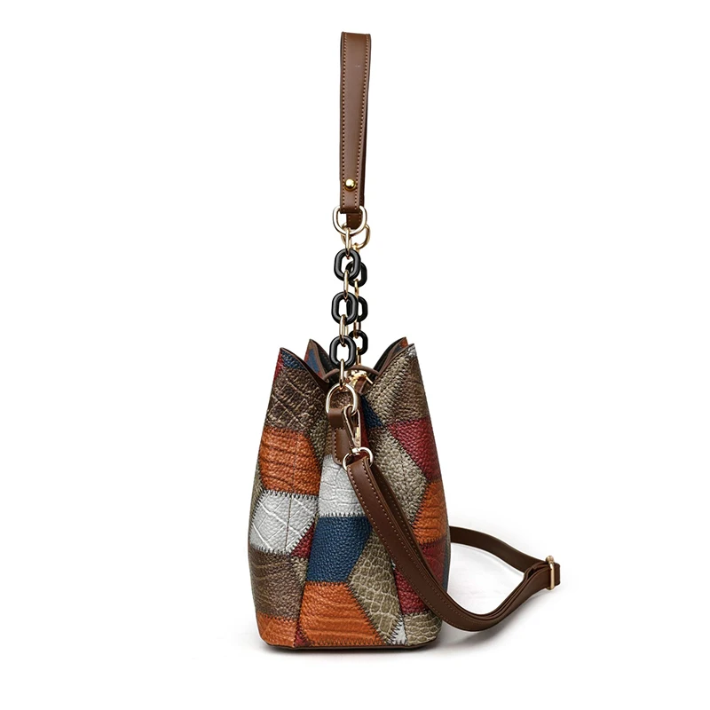 New Style Women's Bag Casual Shoulder Bag PU Leather Patchwork Design Adjustable Strap Stylish Simple Crossbody Handbags