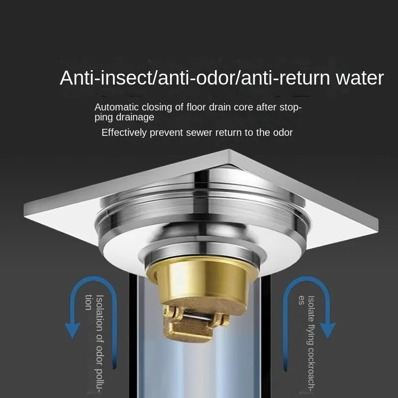 Floor Drain Filter Bathroom Drain Sink Strainer Shower Backflow Preventer Brass Core Fast Drainage Odor Insect Proof