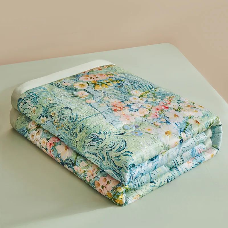 1pc Skin-friendly Quilts Soft Duvet Single/Double/Queen Size Comforter Quilted Blanket Home Bedspread 여름이불 (No Pillowcase)