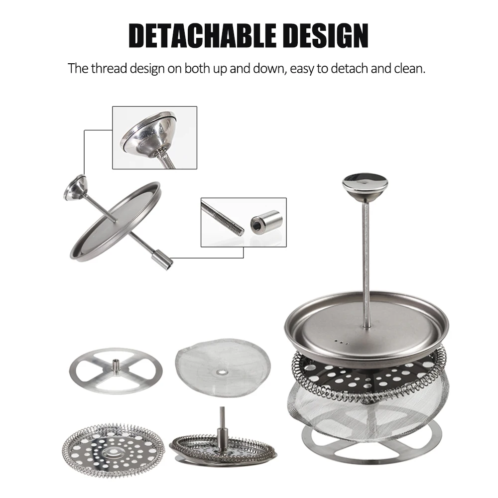 Lixada 750ml Titanium Coffee Cup Mug French Press Pot Coffee Maker Outdoor Camping Cooking Pot with Folding Titanium Spoon
