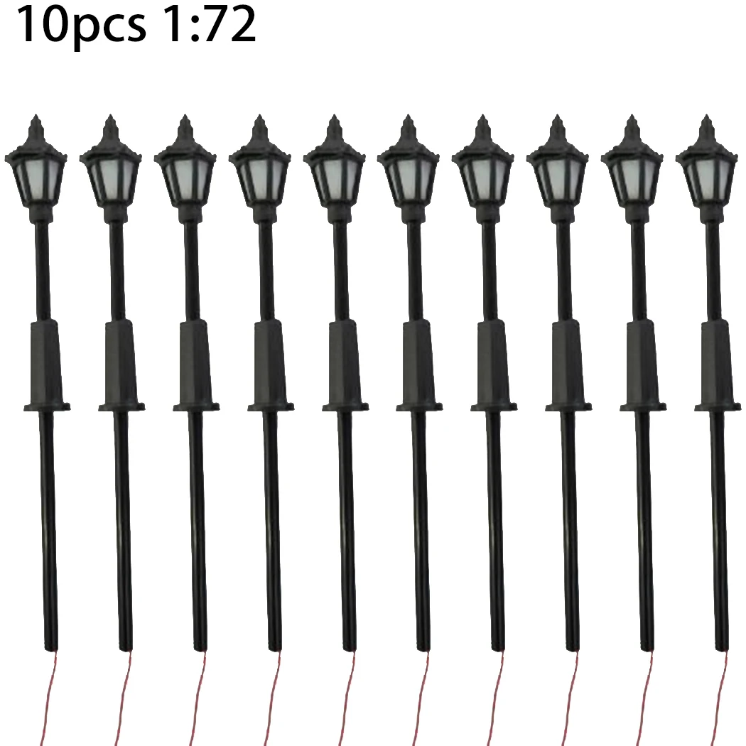 10 Pcs 1:72 Street Lights Models Voltage 3V Railway Train Lamp Post 00 Gauge Plastic Street Lights LED In Stock