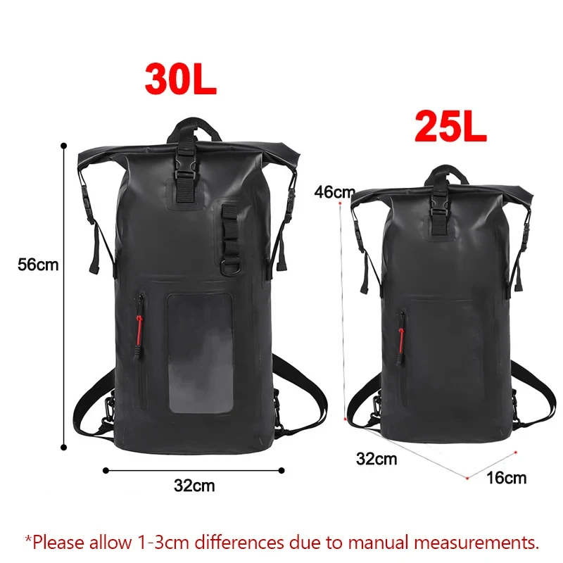 25L 30L Swimming Waterproof Bag Dry Backpack Bucket Sack River Trekking Rafting Outdoor Travel Storage