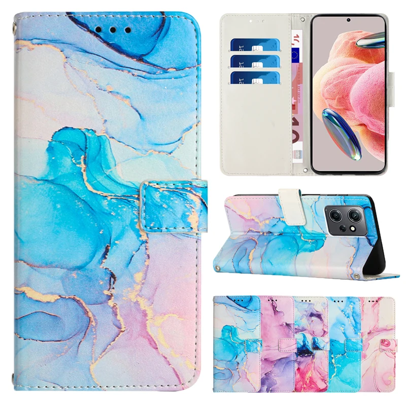 

For Xiaomi 13 12T Mi 11 Redmi 12C 10C A2 Note 12 12S 12 Pro 11 Pro 11S 10 Poco X5 F5 Pro Wallet Painted Leather Cover Phone Case