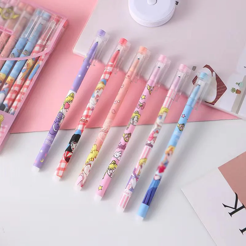 

48 pcs/lot Beautiful Girl Erasable Gel Pen Cute 0.5mm Signature Pens School Office writing Supplies Promotional Gift