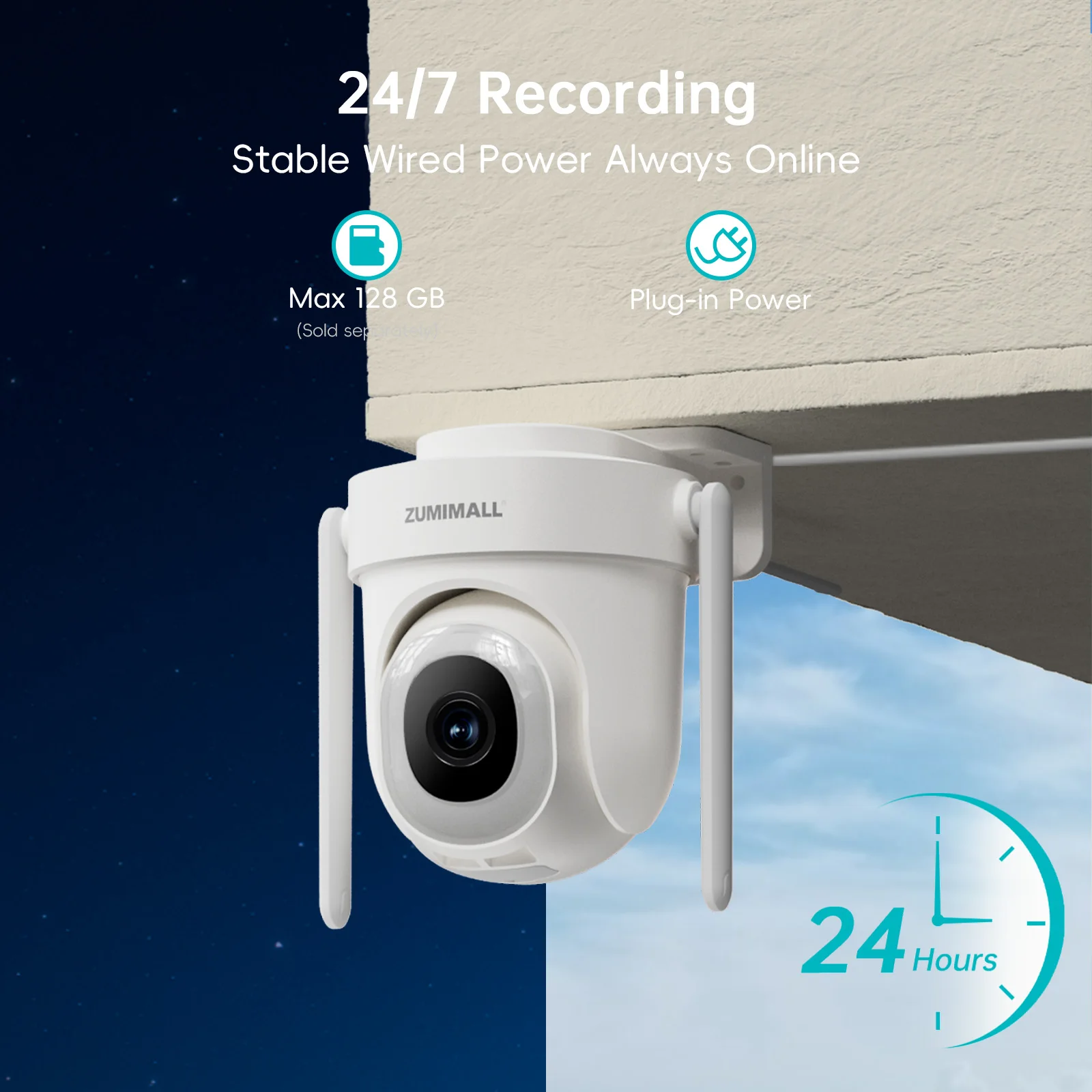 ZUMIMALL 24/7 Recording ,5MP 5G WiFi Wired Security Camera
