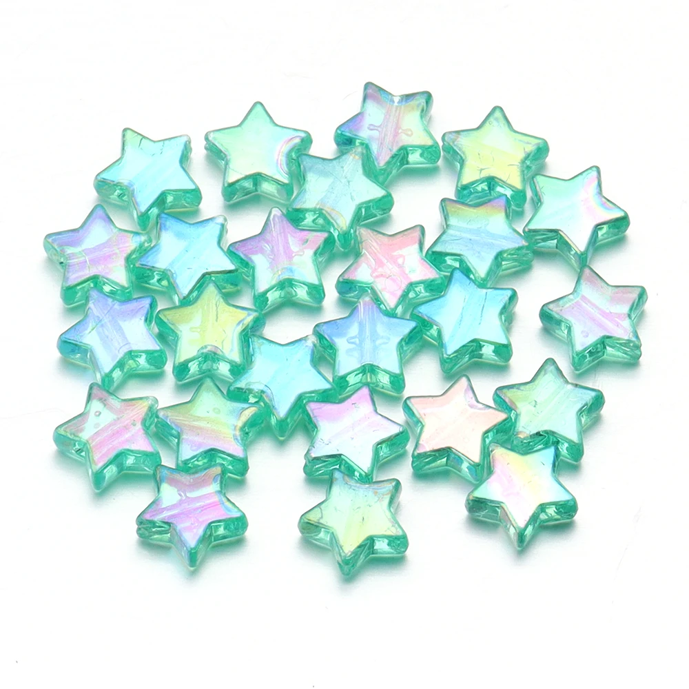 100pcs AB Color Acrylic Star Beads for DIY Jewelry and Crafting